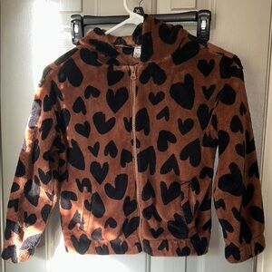 Carter's Brown and Black Patterned Fleece Hoodie girls size 7